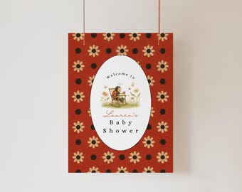 Ladybug Baby Shower Welcome Sign: Cottagecore Editable Template (Digital Download)