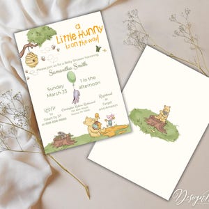 Vintage Disney "Un piccolo tesoro è in arrivo" Winnie The Pooh Baby Shower Invitation Suite, Pooh Font, Pooh e Friends Baby Shower Invite