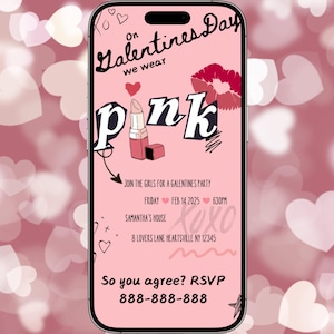 Galentines Day Party Textnachricht Einladung, Girls Night Valentinstag Party einladen, Mittlere Mädchen Brennen Buch inspiriert Party Einladung