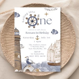 Nautical First Birthday Invitation: Sailor Sea Theme (Printable & Digital)