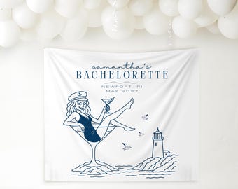 Newport Bachelorette Backdrop | Bride Weekend Decoration | Nautical Party Sign | Rhode Island Girls Trip Tapestry