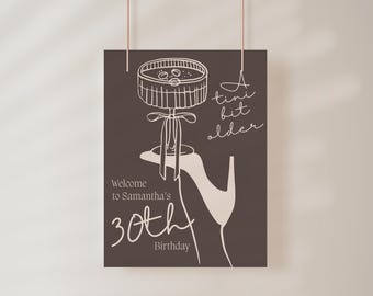 A Tini Bit Older Espresso Martini Birthday Party Welcome Sign Template, Women’s Birthday Decorations