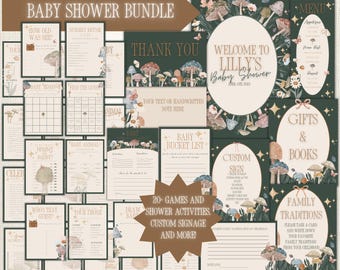 Mushroom Wildflower Baby Shower Bundle: Cottagecore Decor (Digital Download)