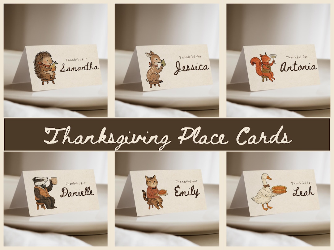 Thanksgiving Place Cards – Editable and Printable Fall Table Name Cards ...