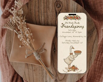 Friendsgiving Invitation – Textable Digital Invite Template - Cottagecore  Goose Thanksgiving Party Invite