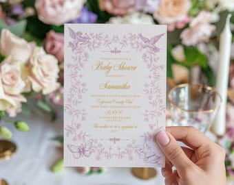 Bridgerton Baby Shower Invitation: Vintage Floral Garden (Digital Template)