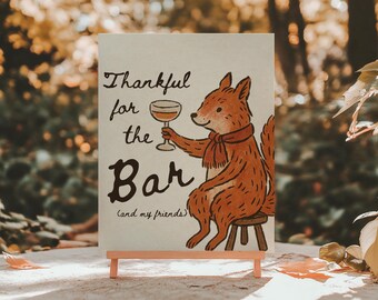 Friendsgiving Bar Sign – Printable 8x10 Thanksgiving Table or Cottagecore Bar Decor