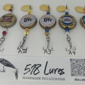 Beer Cap Fishing Lure (Busch, Coors, Bud light, Budweiser, Corona, Blue Moon, Miller, Yuengling, PBR, Heineken, Stella, Sam Adams, and more)