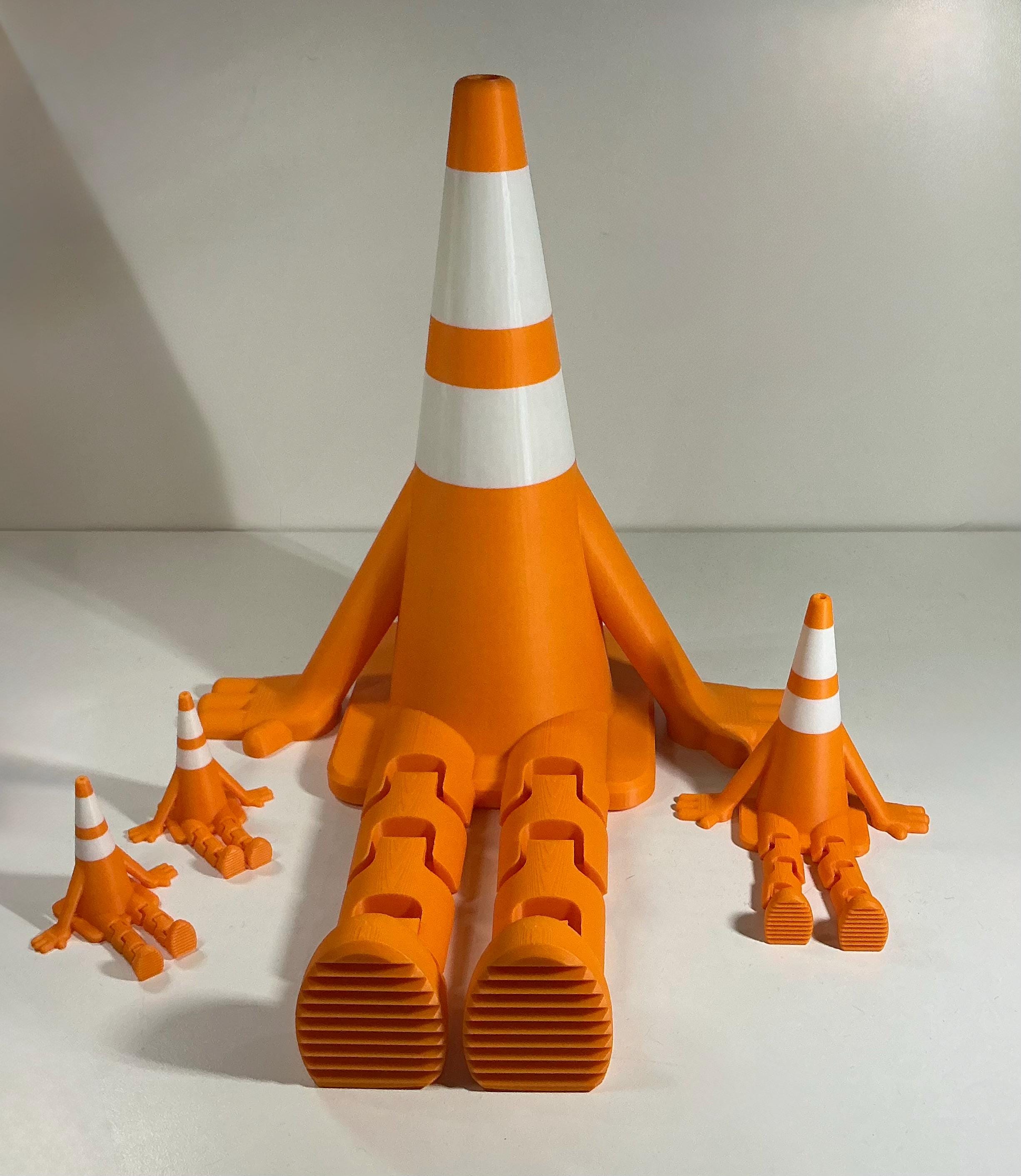 Traffic Cone Buddy Figurine 3d Printed Desk Toy Articulated Legs