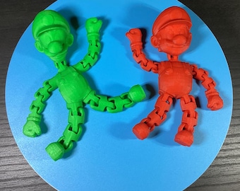 3d printed fidget Mario and Luigi articulated flexi toys