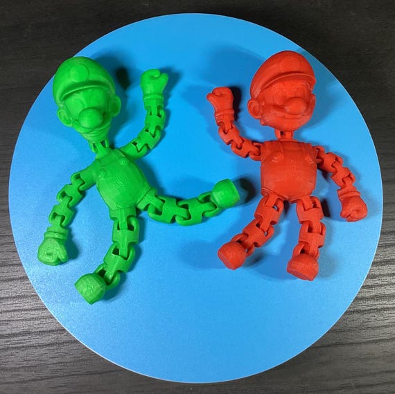3d printed fidget Mario and Luigi articulated flexi toys