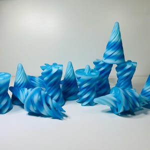 3D Printed Fidget Cone: Spiral Vortex, Ice Pop Blue