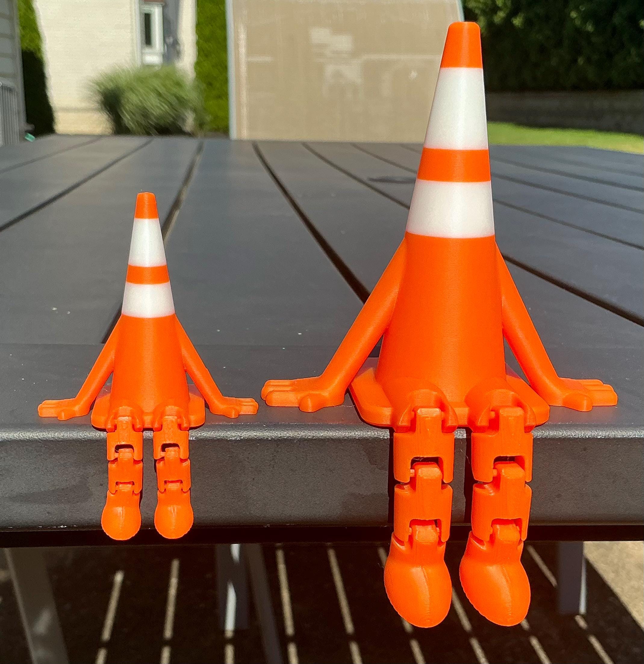 Traffic Cone Buddy Figurine 3d Printed Desk Toy Articulated Legs