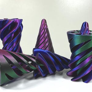 3D Printed Spiral Vortex Cone Fidget Toy, Hands-On, Multi-Color