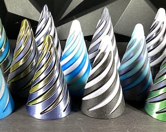 3d printed spiral vortex cone hands on custom colors