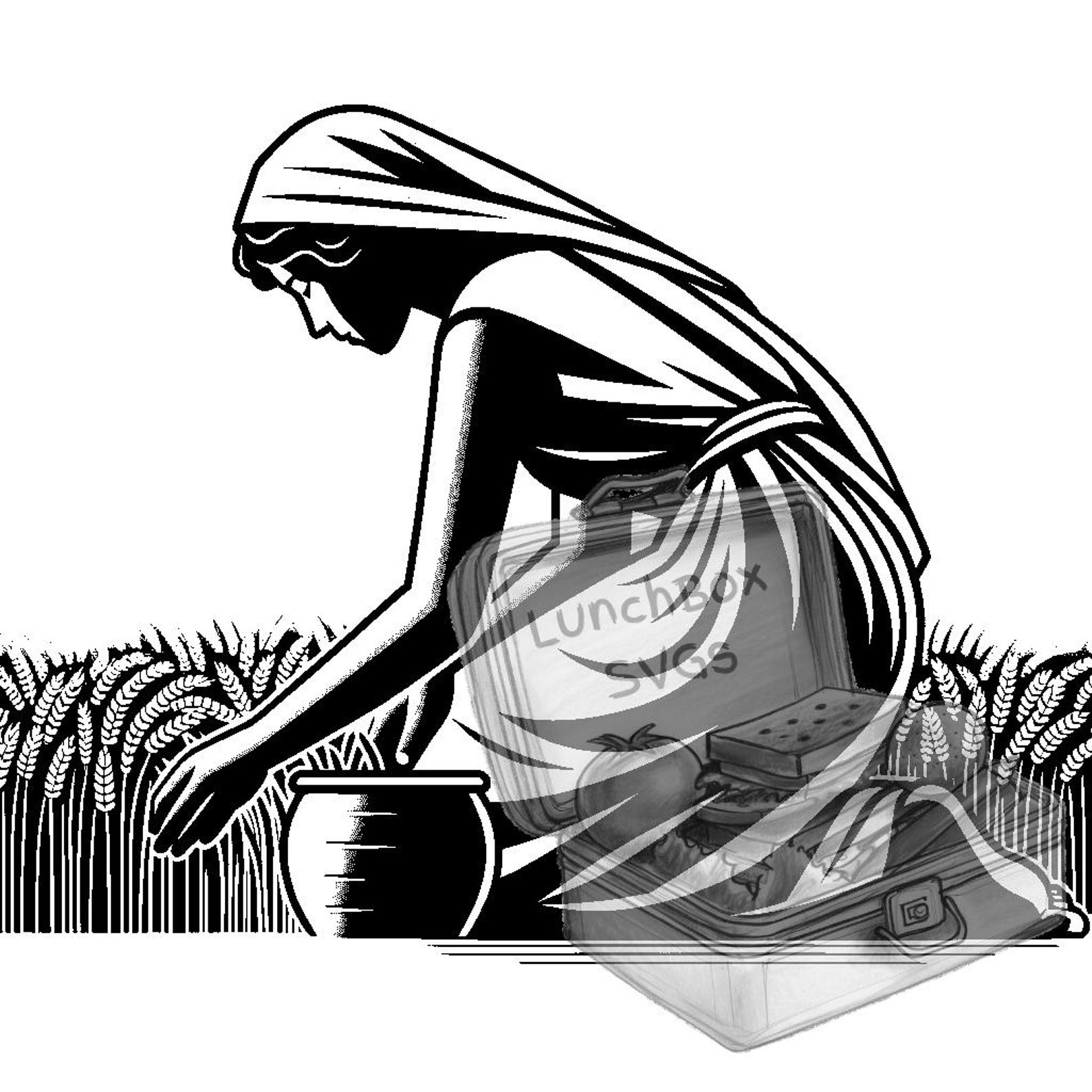 Ruth Collecting Grain Bible Scene SVG Bundle - Etsy