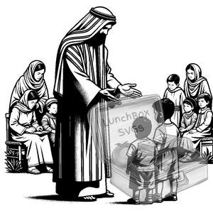 Paquete SVG de escena de Jesús bendiciendo a los niños pequeños