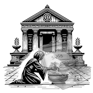 Paquete SVG de la escena de las viudas ofreciendo ofrendas en el templo