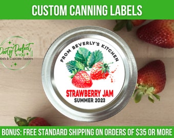 Custom Canning Label Strawberry From The Kitchen Of Label Strawberry Jam Preserves Custom Food Gift Label Personalized Canning Jar Label