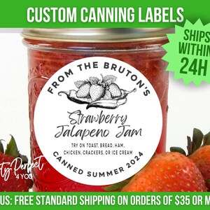 Strawberry Jalapeno Jam Canning Label Custom From the Kitchen of Label ...