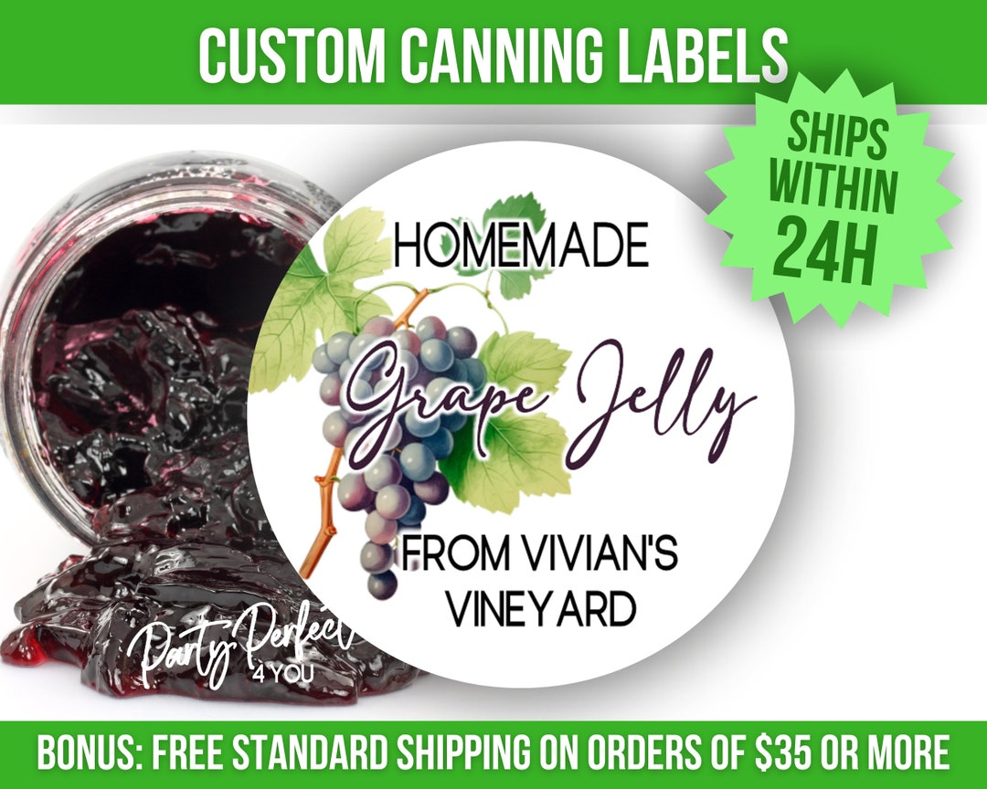 Grape Label Grape Jelly Jam Canning Label Custom From the Kitchen of Personalized ...