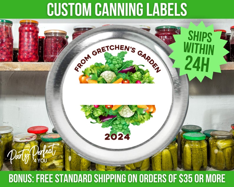 Vegetable Garden Canning Label Custom From The Kitchen Of Canning Label Personalized Canning Label Food Gift Label Custom Mason Jar Label image 4
