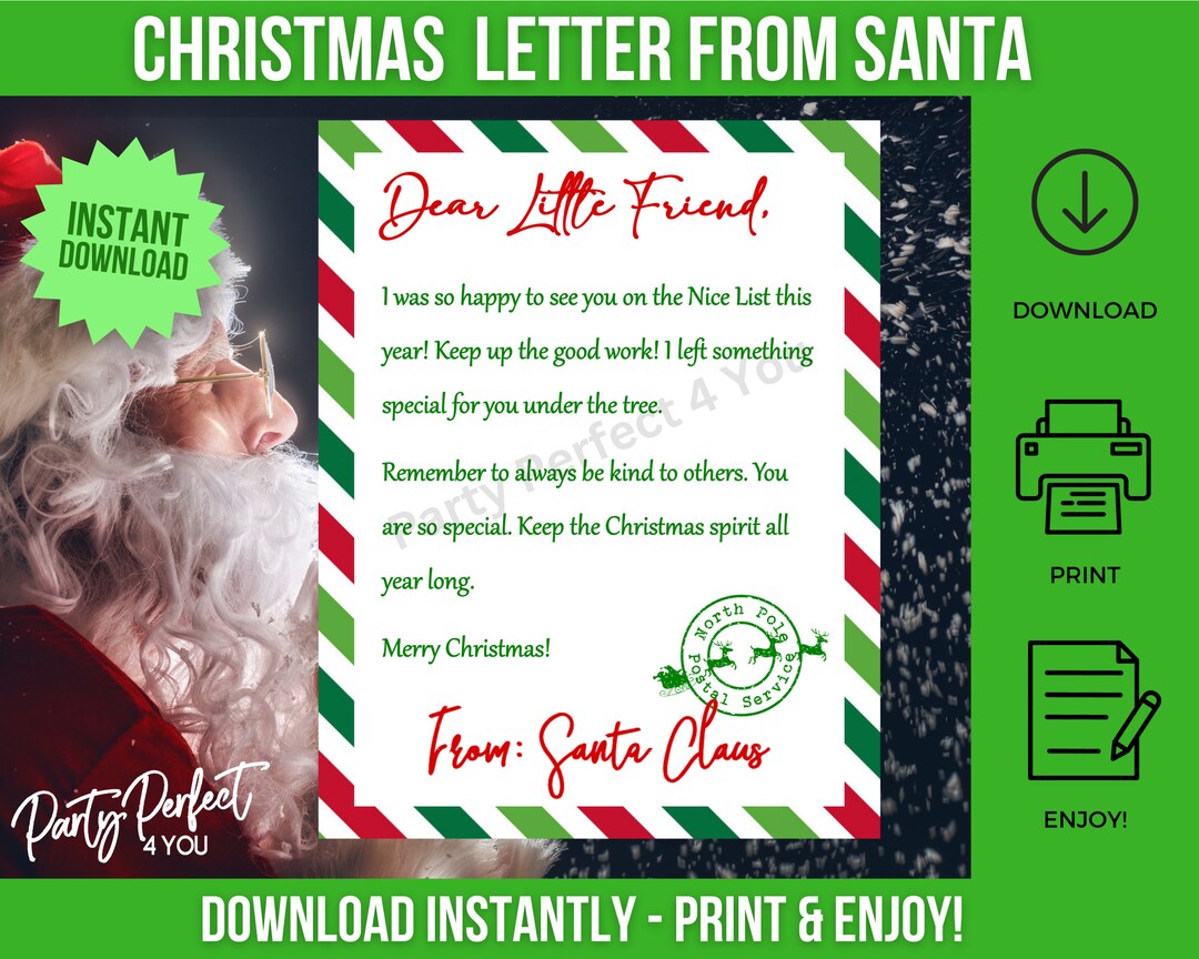 DIY Letter From Santa Printable Instant PDF Download Letter From