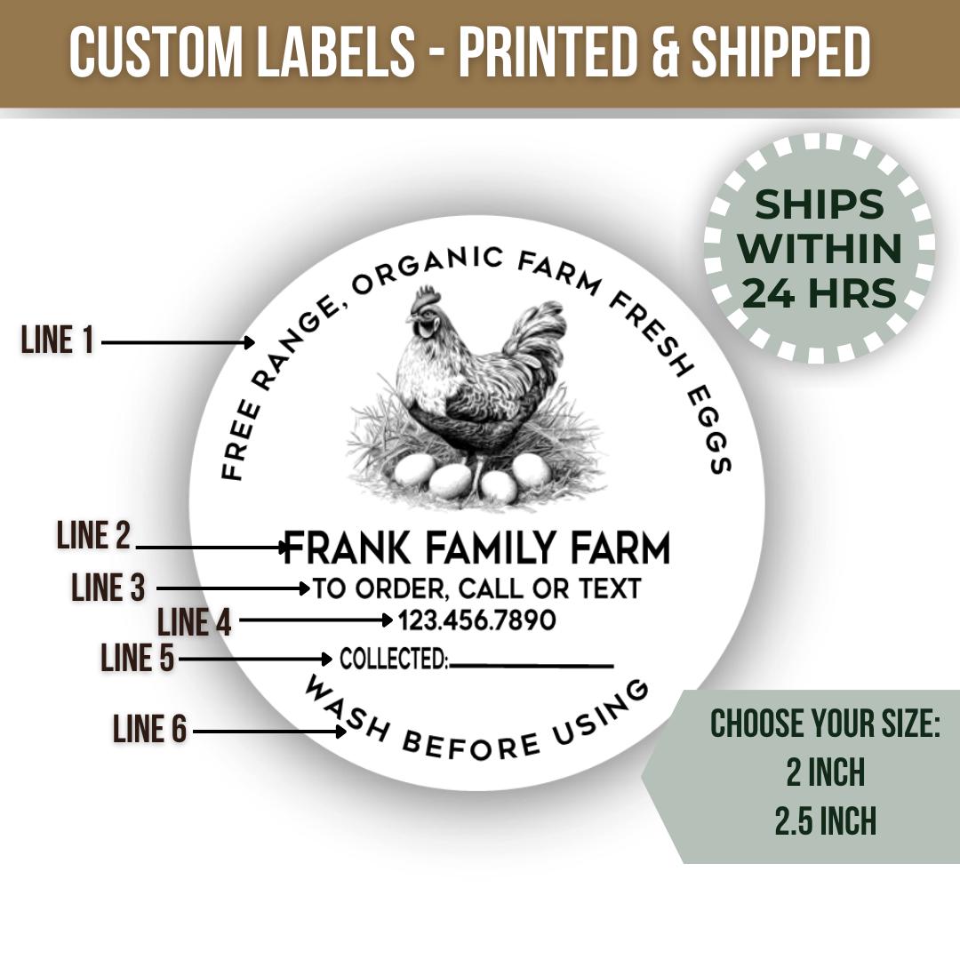 Egg Carton Label Custom Chicken Egg Sticker Personalized Farm Fresh ...