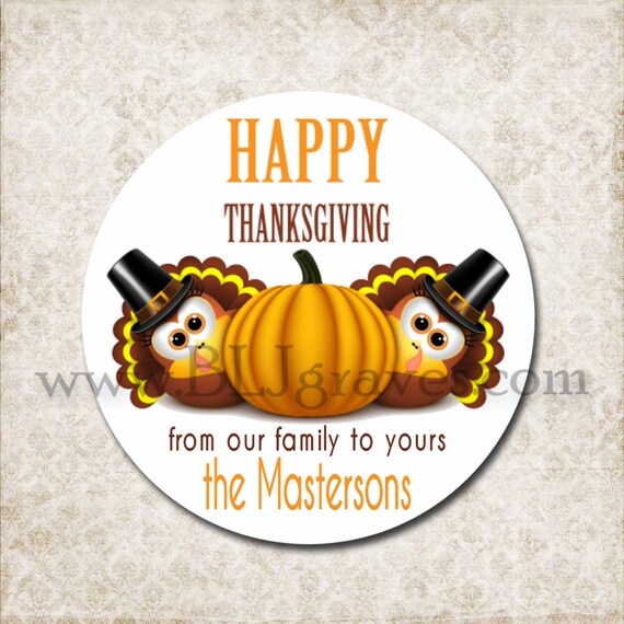 Personalized Thanksgiving Stickers Turkey Pumpkin School Etsy