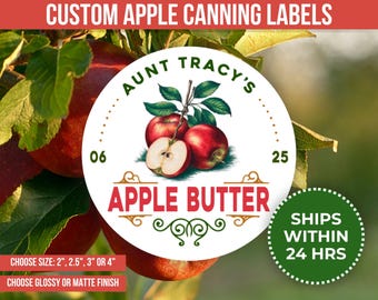 Apple Canning Label Custom Jar Sticker Kitchen Organization Accessory For Pantry Label Design Vintage Style Mason Jar Label Homemade Gift