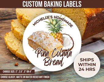 Custom Bread Label Personalized Pina Colada Bread Label From The Kitchen Of Homemade Bread Label Custom Gift For Baker Bread Maker Gift