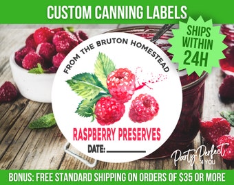 Raspberry Custom Canning Label From The Kitchen Of Label Custom Food Gift Label Personalized Canning Jar Label Raspberry Preserves Jam Jelly