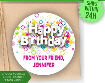 Custom Birthday Gift Label Pink Personalized Birthday Party Favor Label Birthday Party Decoration Personalized Gift Tag