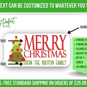 Christmas Gift Tag Sticker Personalized Christmas Tree Gift Tag Label Custom Christmas Party Favor Treat Tag Sticker Custom Name Sticker 画像 6
