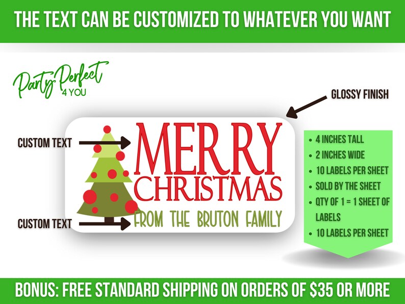 Christmas Gift Tag Sticker Personalized Christmas Tree Gift Tag Label Custom Christmas Party Favor Treat Tag Sticker Custom Name Sticker 画像 6