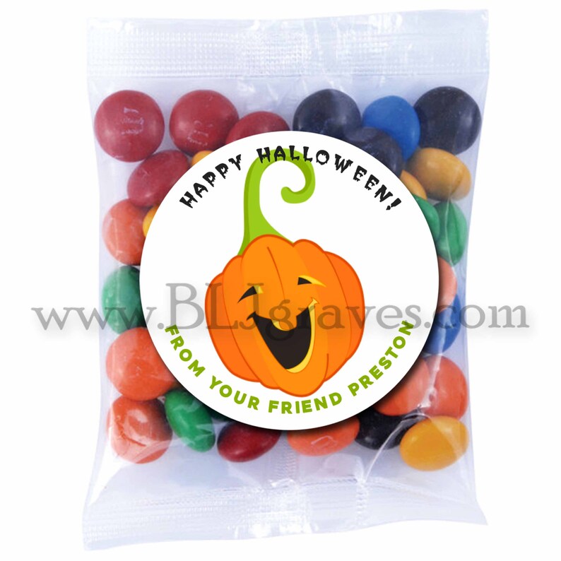 Personalized Halloween Treat Bag Stickers Custom Pumpkin Etsy