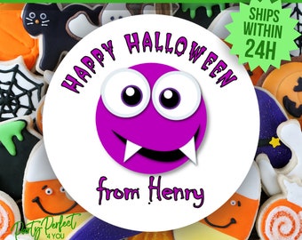 Personalized Halloween Treat Bag Sticker Custom Halloween Party Favor Label Kids Halloween Party Goodie Bag Sticker Halloween Class Party