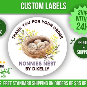 Custom Bird Nest Logo Label Personalized Nest Gift Tag Sticker Personalized Mason Jar Label Custom Canning Label Personalized Envelope Seal image 1