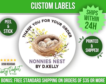 Custom Bird Nest Logo Label Personalized Nest Gift Tag Sticker Personalized Mason Jar Label Custom Canning Label Personalized Envelope Seal