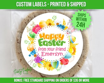 Custom Easter Treat Bag Label Personalized Easter Goodie Bag Tag Sticker Easter Bunny Party Favor Label Mason Jar Label Easter Treat Bag Tag