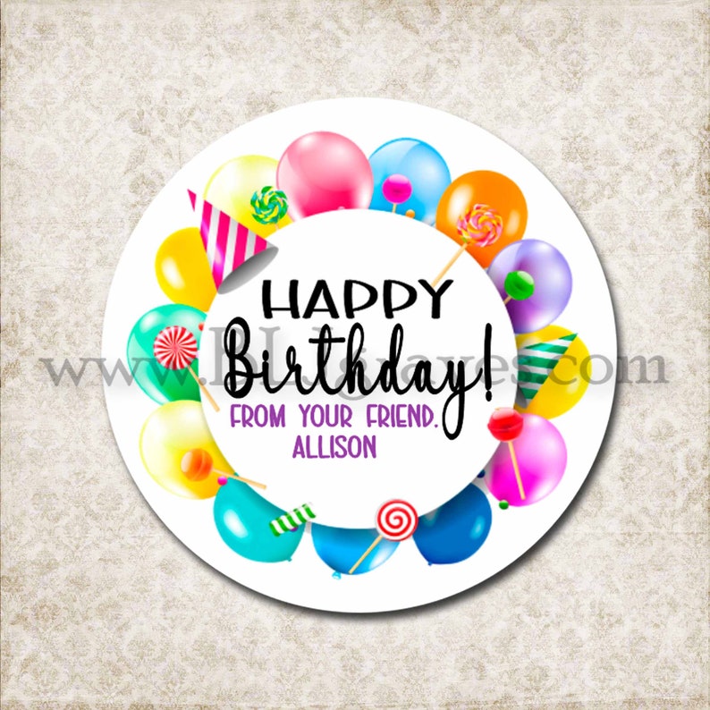 Happy Birthday Stickers Custom Birthday Sticker Labels Etsy