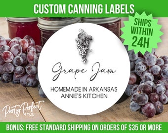 Grape Jam Canning Label Custom From The Kitchen Of Grape Jelly Label Personalized Gift Label Canning Mason Jar Homestead Canning Label
