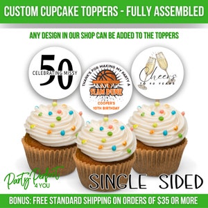 Custom Image Logo Text Cupcake Topper Business Logo Cupcake Topper Personalized Birthday Cake Topper Party Pick Baby Shower Wedding Cupcake image 3