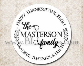 Personalized Thanksgiving Stickers,  School Party Labels, Happy Thanksgiving Favor Stickers, Mason Jar Party Favor Stickers D292