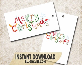 Christmas Gift Tags Template Instant Download, Printable Tags