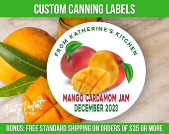 Mango Custom Canning Label Jam Mason Jar Label From The Kitchen Of Jam Preserves Jelly Personalized Food Gift Label Mango Canning Sticker