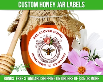 Bee Honey Jar Label Custom Honey Business Label Personalized Honey Jar Logo Label Wedding Favor Label Mason Jar Party Favor Gift Label