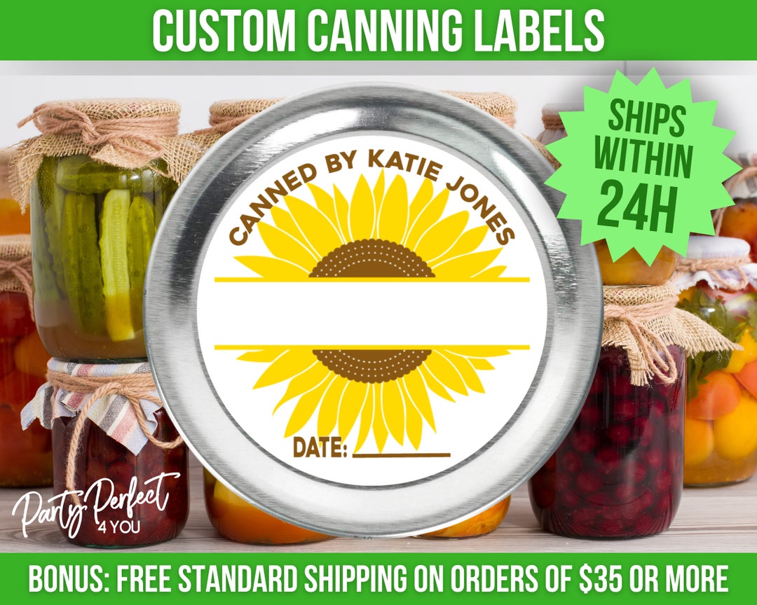 Custom Canning Label Sunflower From the Kitchen of Label Custom Food ...