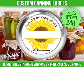 Custom Canning Label Sunflower From The Kitchen Of Label Custom Food Gift Label Personalized Canning Jar Gift Label Custom Food Gift Label