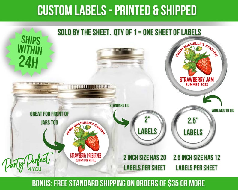 Custom Strawberry Canning Label Jam From The Kitchen Of Strawberry Preserves Label Custom Baking Gift Label Personalized Jelly Canning Label image 3